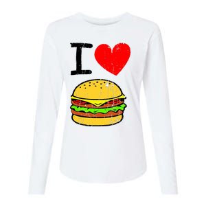 I Love Burgers Funny Hamburger Cheeseburger Graphic Womens Cotton Relaxed Long Sleeve T-Shirt