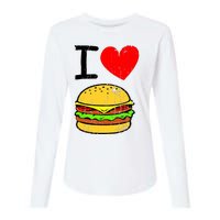 I Love Burgers Funny Hamburger Cheeseburger Graphic Womens Cotton Relaxed Long Sleeve T-Shirt