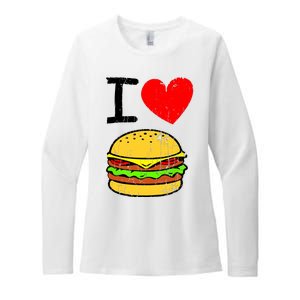 I Love Burgers Funny Hamburger Cheeseburger Graphic Womens CVC Long Sleeve Shirt