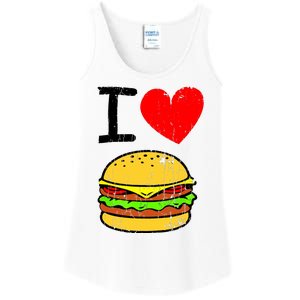 I Love Burgers Funny Hamburger Cheeseburger Graphic Ladies Essential Tank