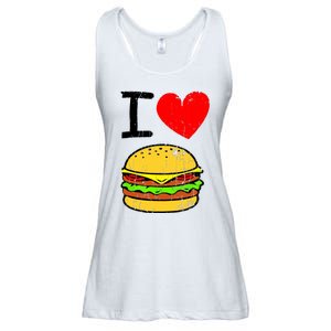 I Love Burgers Funny Hamburger Cheeseburger Graphic Ladies Essential Flowy Tank