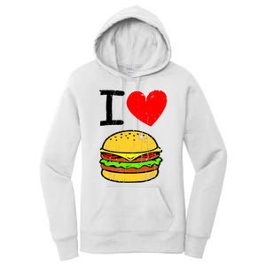 I Love Burgers Funny Hamburger Cheeseburger Graphic Women's Pullover Hoodie