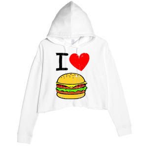 I Love Burgers Funny Hamburger Cheeseburger Graphic Crop Fleece Hoodie