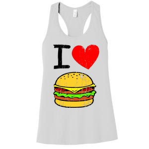 I Love Burgers Funny Hamburger Cheeseburger Graphic Women's Racerback Tank