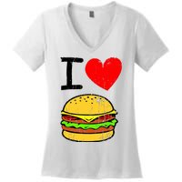 I Love Burgers Funny Hamburger Cheeseburger Graphic Women's V-Neck T-Shirt