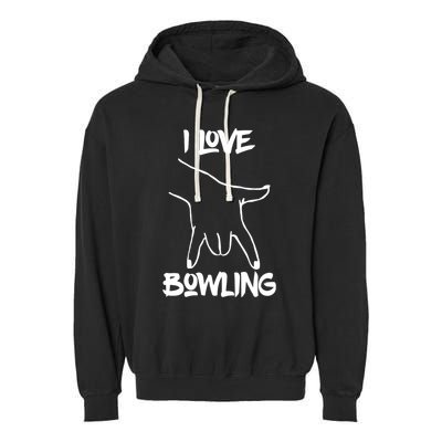 I Love Bowling Garment-Dyed Fleece Hoodie