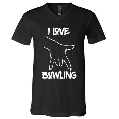 I Love Bowling V-Neck T-Shirt
