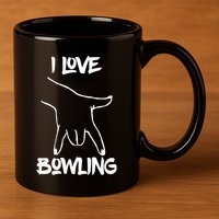 I Love Bowling 11oz C Handle Ceramic Mug