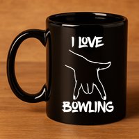 I Love Bowling 11oz C Handle Ceramic Mug