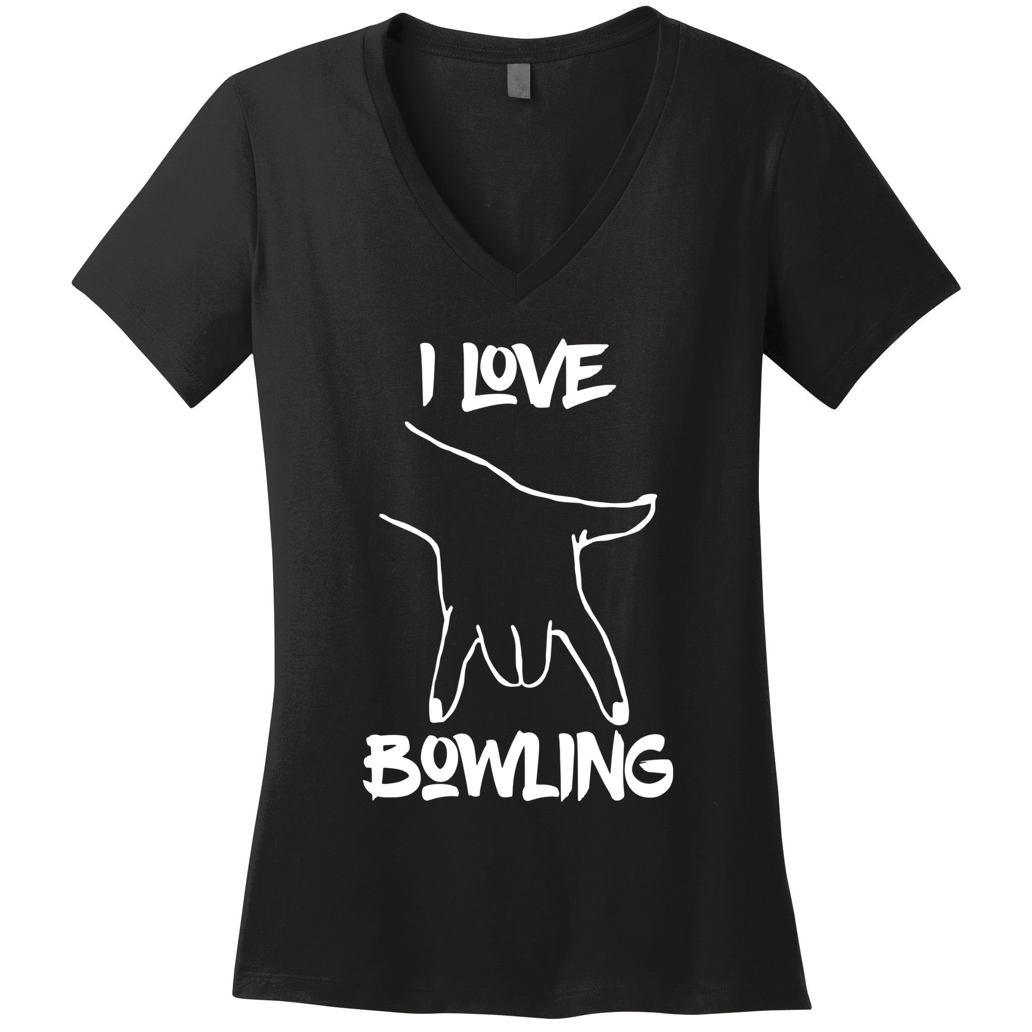 I Love Bowling Women's V-Neck T-Shirt