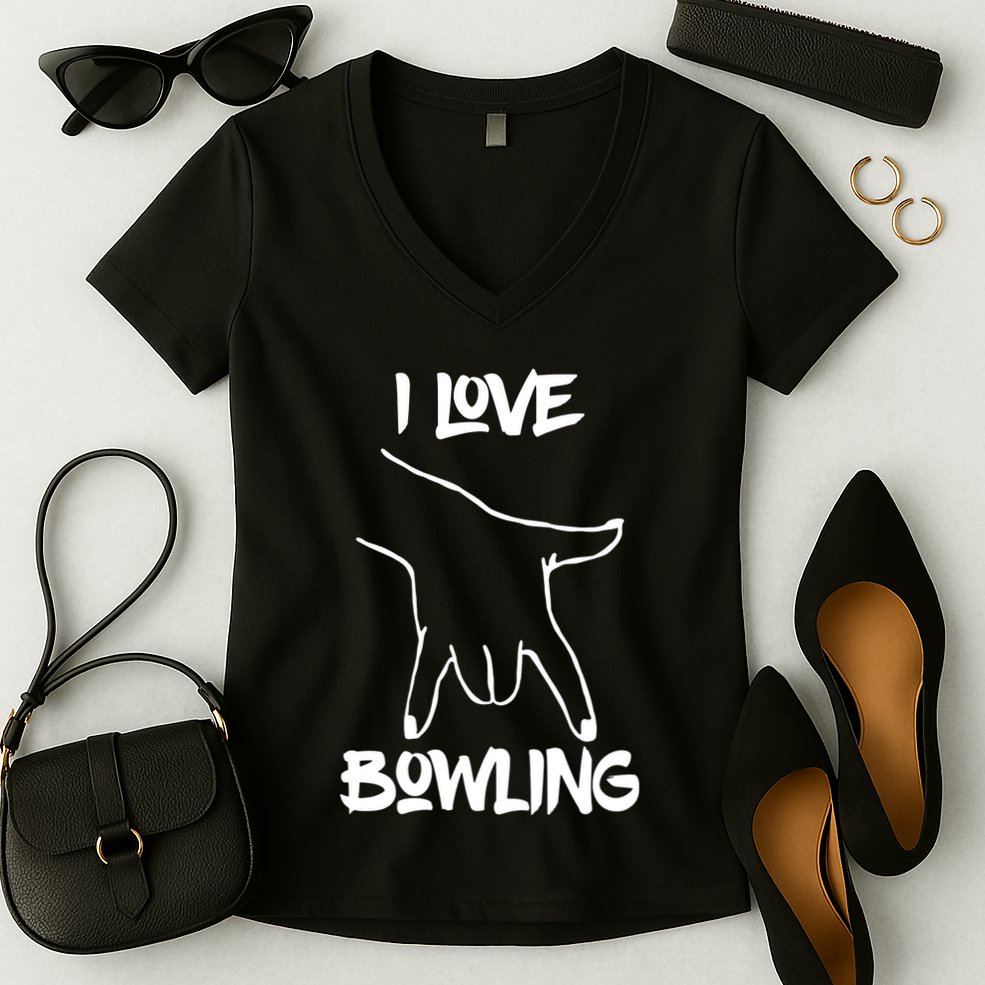 I Love Bowling Women's V-Neck T-Shirt
