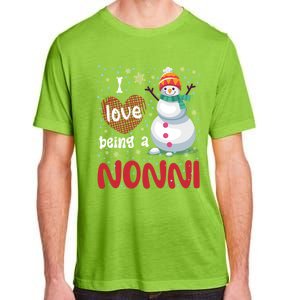 I Love Being A Nonni Snow Christmas Family Mom Grandma Gift Adult ChromaSoft Performance T-Shirt