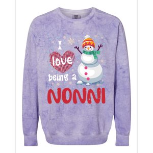 I Love Being A Nonni Snow Christmas Family Mom Grandma Gift Colorblast Crewneck Sweatshirt