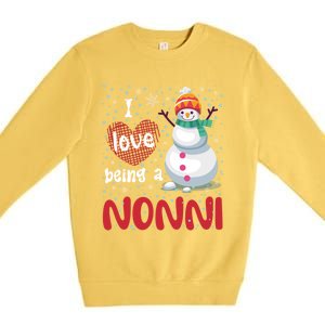 I Love Being A Nonni Snow Christmas Family Mom Grandma Gift Premium Crewneck Sweatshirt