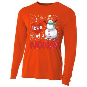 I Love Being A Nonni Snow Christmas Family Mom Grandma Gift Cooling Performance Long Sleeve Crew