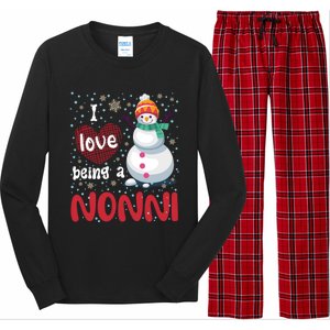 I Love Being A Nonni Snow Christmas Family Mom Grandma Gift Long Sleeve Pajama Set