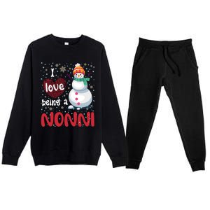 I Love Being A Nonni Snow Christmas Family Mom Grandma Gift Premium Crewneck Sweatsuit Set