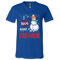 I Love Being A Nonni Snow Christmas Family Mom Grandma Gift V-Neck T-Shirt