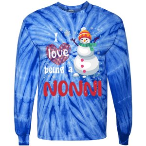 I Love Being A Nonni Snow Christmas Family Mom Grandma Gift Tie-Dye Long Sleeve Shirt