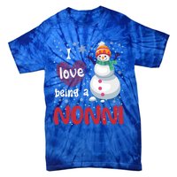 I Love Being A Nonni Snow Christmas Family Mom Grandma Gift Tie-Dye T-Shirt