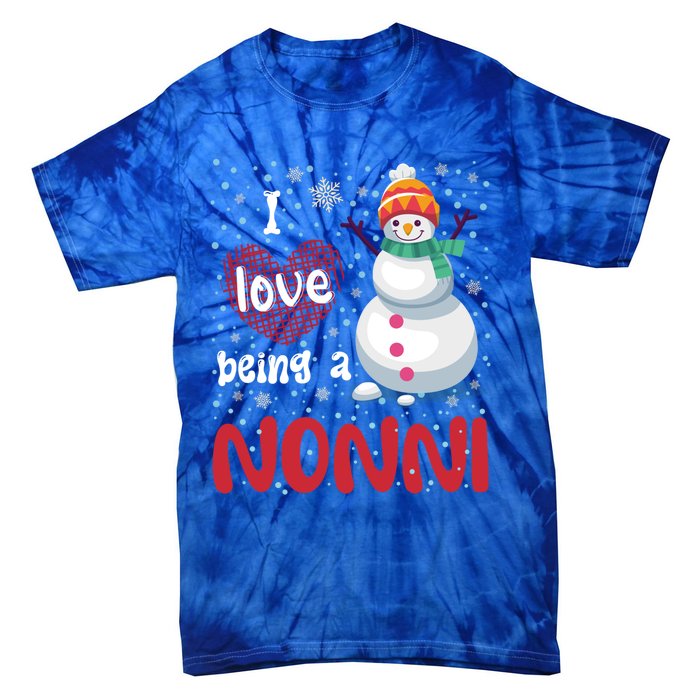 I Love Being A Nonni Snow Christmas Family Mom Grandma Gift Tie-Dye T-Shirt