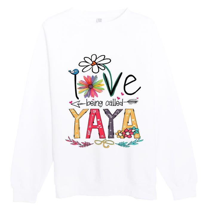 I Love Being Called Yaya Sunflower Mothers Day Premium Crewneck Sweatshirt