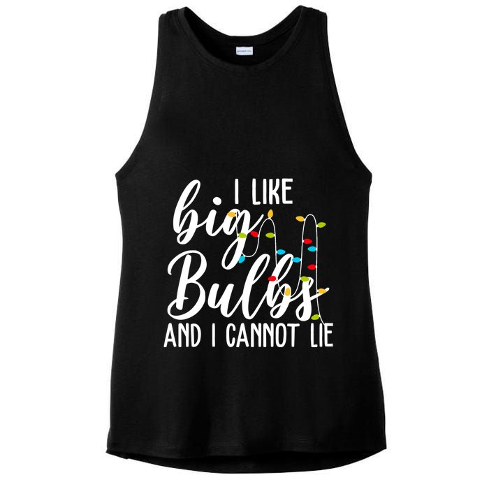 I Like Big Bulbs And I Cannot Lie Funny Christmas Ladies PosiCharge Tri-Blend Wicking Tank