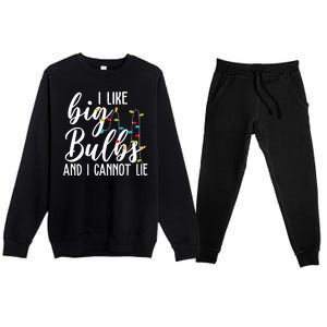 I Like Big Bulbs And I Cannot Lie Funny Christmas Premium Crewneck Sweatsuit Set