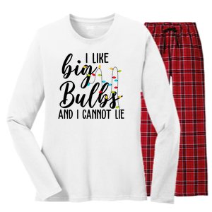 I Like Big Bulbs And I Cannot Lie Funny Christmas Women's Long Sleeve Flannel Pajama Set 