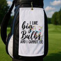 I Like Big Bulbs And I Cannot Lie Funny Christmas Golf Towel