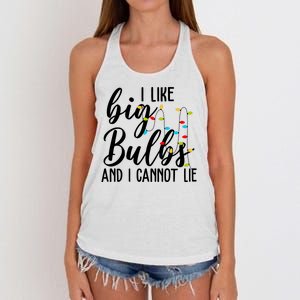 I Like Big Bulbs And I Cannot Lie Funny Christmas Women's Knotted Racerback Tank