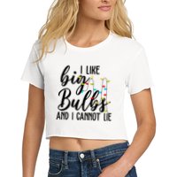 I Like Big Bulbs And I Cannot Lie Funny Christmas Crop Top