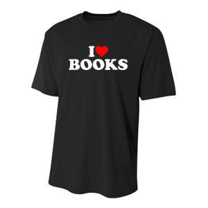 I Love Books I Heart Books Youth Performance Sprint T-Shirt