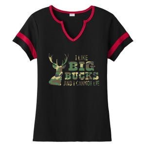 I Like Big Bucks And I Cannot Lie Camo Gift Ladies Halftime Notch Neck Tee