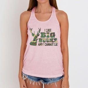 I Like Big Bucks And I Cannot Lie Camo Gift Women's Knotted Racerback Tank