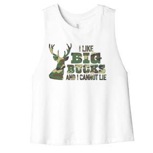 I Like Big Bucks And I Cannot Lie Camo Gift Women's Racerback Cropped Tank