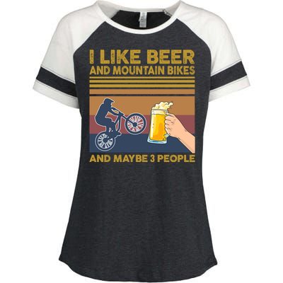 I Like Beer And Mountain Bikes And Maybe 3 People Funny Gift Cute Gift Enza Ladies Jersey Colorblock Tee