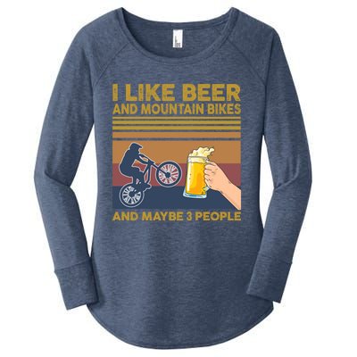 I Like Beer And Mountain Bikes And Maybe 3 People Funny Gift Cute Gift Women's Perfect Tri Tunic Long Sleeve Shirt