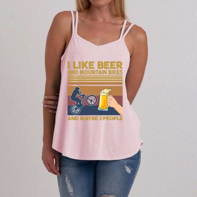 I Like Beer And Mountain Bikes And Maybe 3 People Funny Gift Cute Gift Women's Strappy Tank