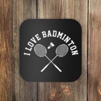 I Love Badminton Player Gift Retro Style Coaster