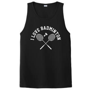 I Love Badminton Player Gift Retro Style PosiCharge Competitor Tank