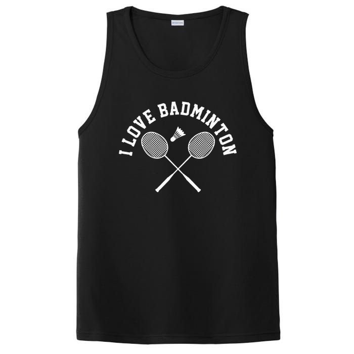 I Love Badminton Player Gift Retro Style PosiCharge Competitor Tank