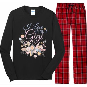 I Love Being A Gigi Meaningful Gift Floral Grandma Nana Grandmother Gift Long Sleeve Pajama Set