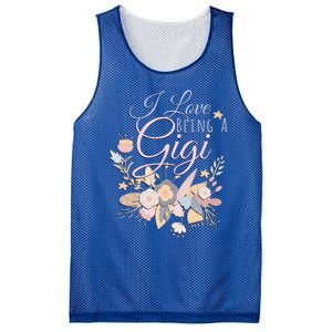 I Love Being A Gigi Meaningful Gift Floral Grandma Nana Grandmother Gift Mesh Reversible Basketball Jersey Tank