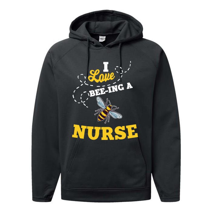 I Love BeeIng A Nurse Honey Bee Job Performance Fleece Hoodie