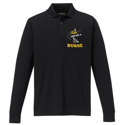 I Love BeeIng A Nurse Honey Bee Job Performance Long Sleeve Polo