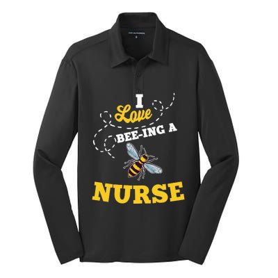 I Love BeeIng A Nurse Honey Bee Job Silk Touch Performance Long Sleeve Polo