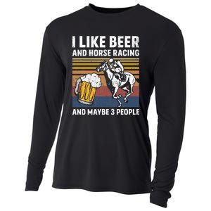 I Like Beer And Horse Racing And Maybe 3 People Cooling Performance Long Sleeve Crew