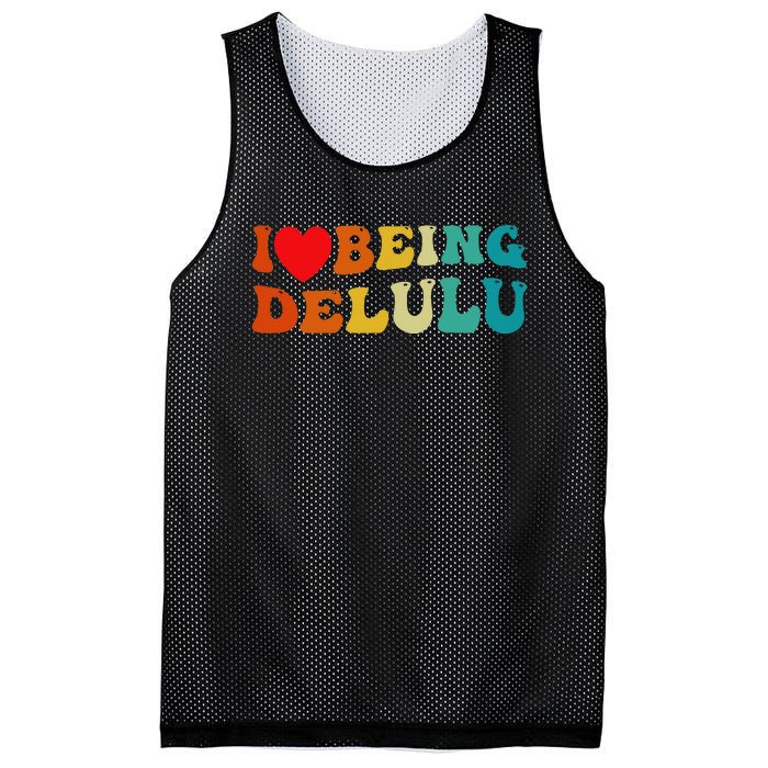 I Love Being Delulu I Heart Being Delulu Red  Mesh Reversible Basketball Jersey Tank