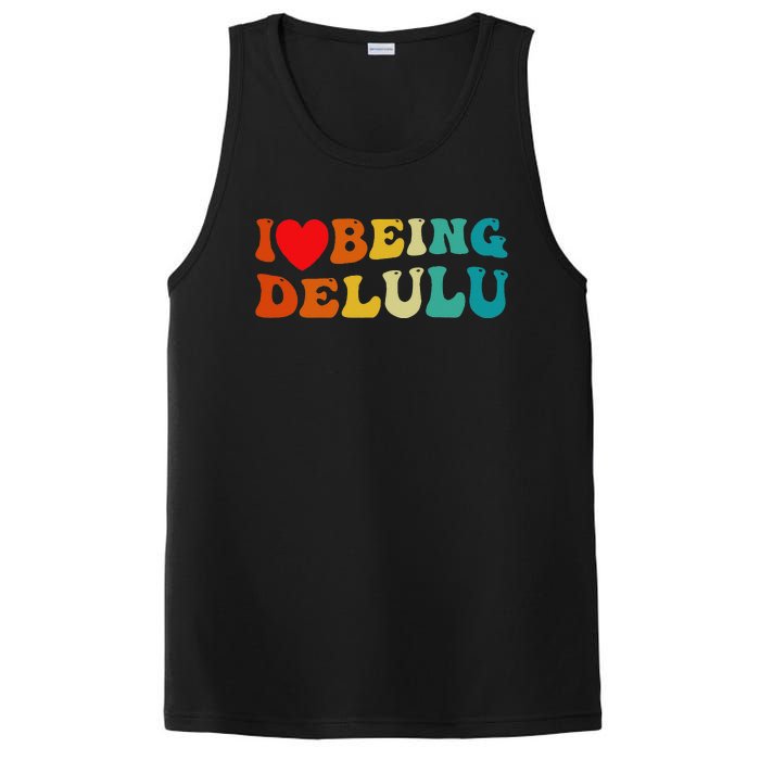 I Love Being Delulu I Heart Being Delulu Red  PosiCharge Competitor Tank